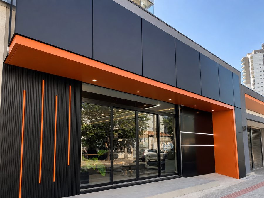 Fachada em ACM para ponto comercial